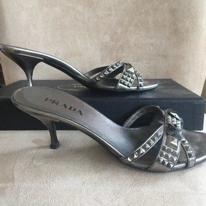 Prada Sandal w/ Black & Silver Metal Hardware